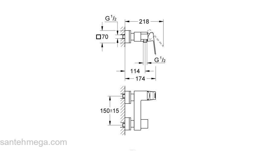 Cмеситель для душа GROHE Eurocube 23145000. Фото