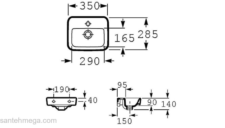 Раковина подвесная ROCA Dama Senso Square 35х29 32751D000. Фото