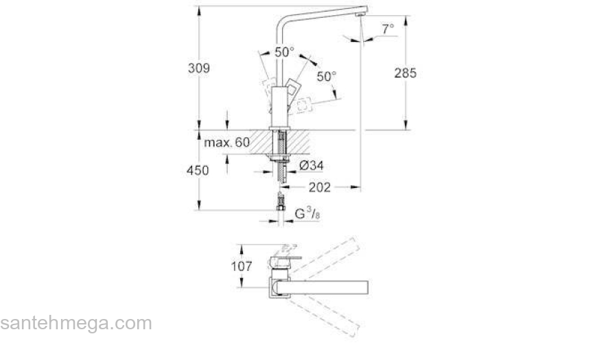 Cмеситель для мойки GROHE Eurocube 31255000. Фото