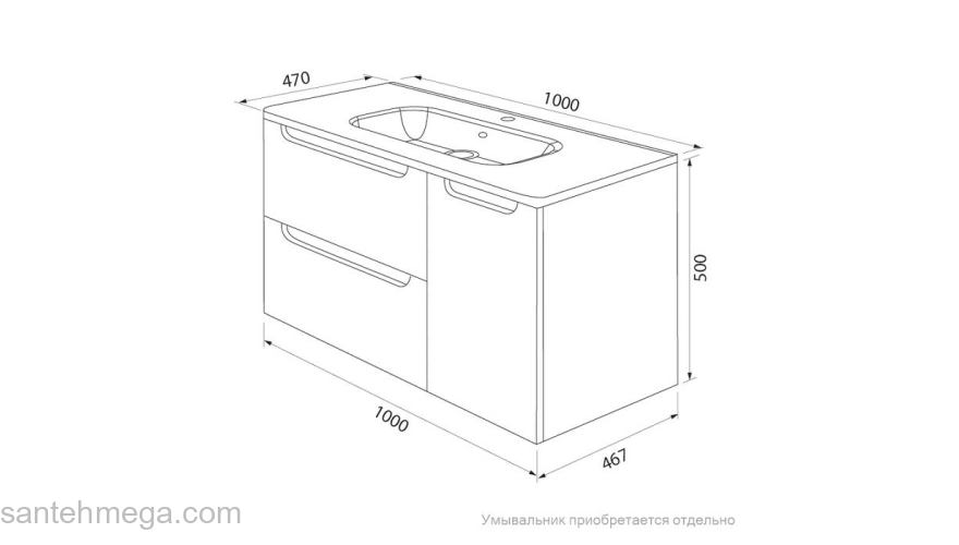 Тумба подвесная белый 100 см Edifice IDDIS EDI10W1i95. Подходит умывальник 0101000i28. Фото