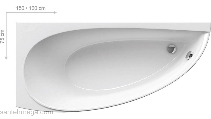 Ванна RAVAK Avocado 160х75 CH01000000 правая. Фото