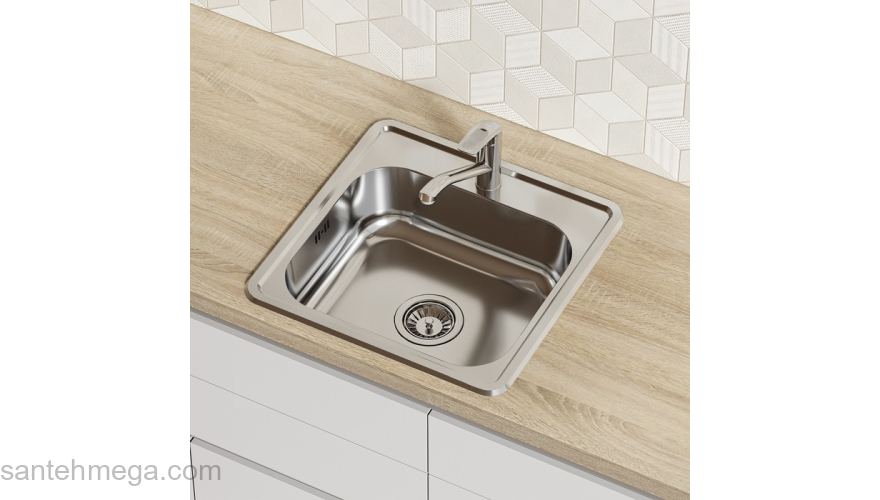 Мойка с сифоном арт. S11UPS0i84 нерж. сталь полир. 485*485 Strit S IDDIS STR48P0i77S. Фото