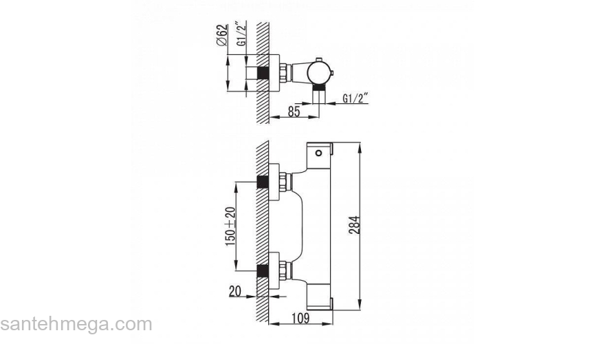 Смеситель для душа с термостатом Thermolife IDDIS THESB00i75WA. Фото