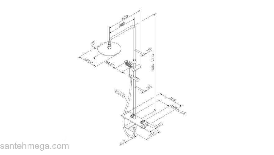 Душевая система ShowerSpot с термостатом AM.PM Spirit 2.0 F0770A500. Фото