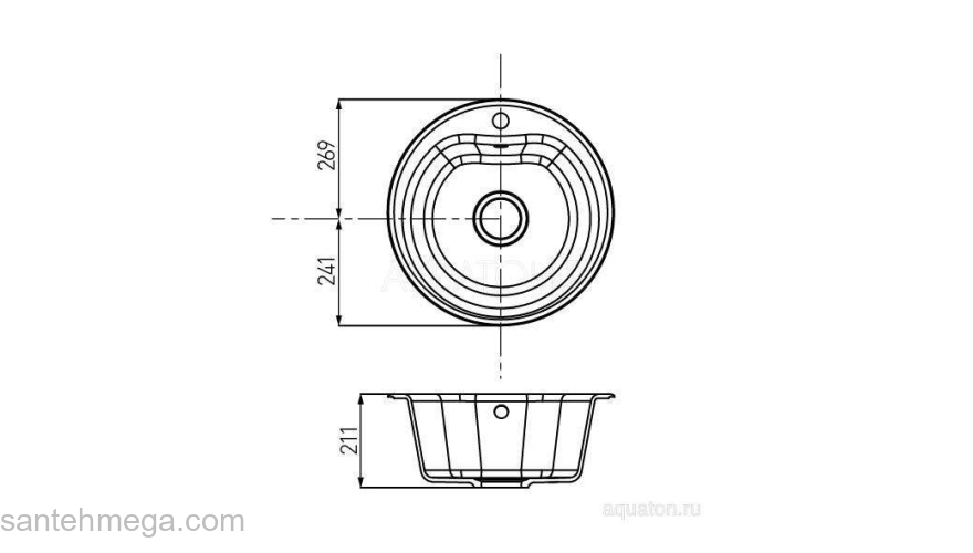 Мойка для кухни Акватон Мида круглая графит 1A712732MD210. Фото