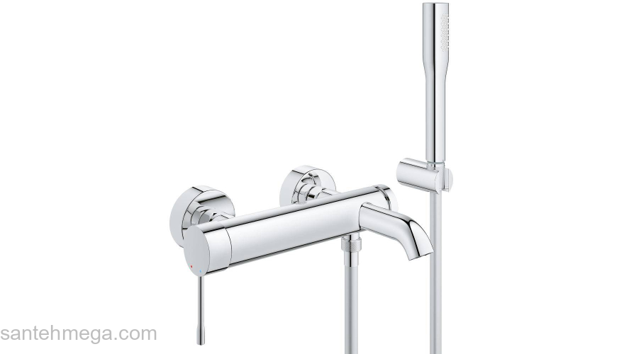 GROHE 33628001 Essence+ Смеситель однорычажный для ванны с душевым гарнитуром. Фото