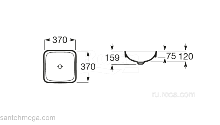 Раковина накладная ROCA Inspira Square 37x37 32753R000. Фото