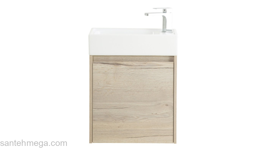 Тумба под раковину подвесная левосторонняя BELBAGNO KRAFT MINI-500/260-1A-SO-RGB-L Rovere Galifax Bianco. Фото