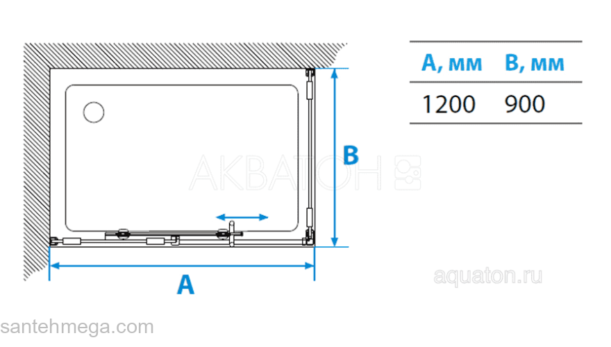 Душевое ограждение Акватон Ritsa прямоугольное L 90х120х200 1AX003SSXX000. Фото