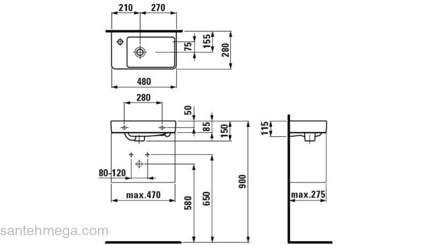 Раковина подвесная LAUFEN Pro 48х28 8.1595.5.000.104.1. Фото