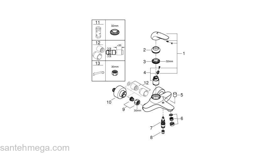 GROHE 23726003 Eurostyle 2015 Solid Смеситель для ванны. Фото