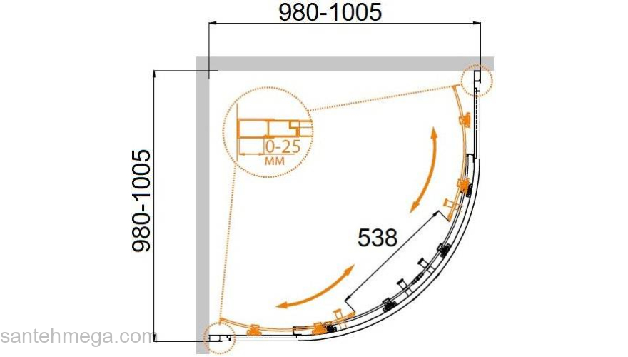 Душевой угол CEZARES Molveno MOLVENO-R-2-100-P-Cr. Фото