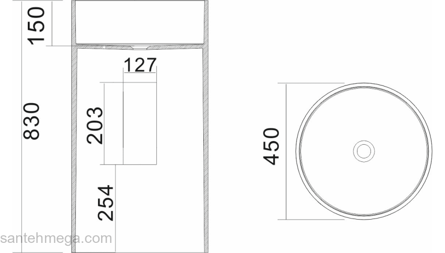 Раковина NS BATH NSF-4586G (глянцевая) 45х45. Фото