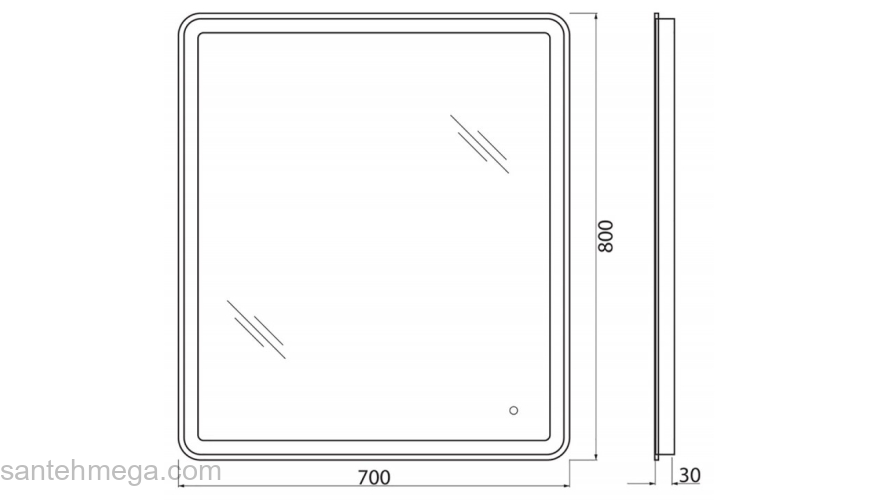 Зеркало с встроенным светильником и сенсорным выключателем BELBAGNO SPC-MAR-700-800-LED-TCH. Фото