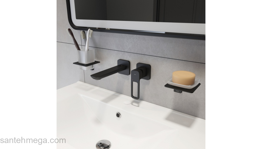 Встраиваемый смеситель для умывальника черный матовый Slide IDDIS SLIBL00i65. Фото