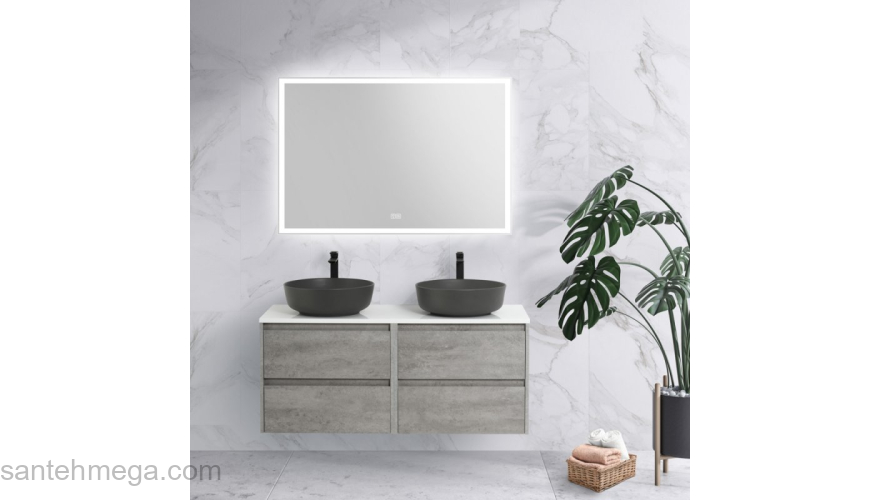 Тумба под раковину подвесная BELBAGNO KRAFT-600-2C-SO-CG Cemento Grigio. Фото