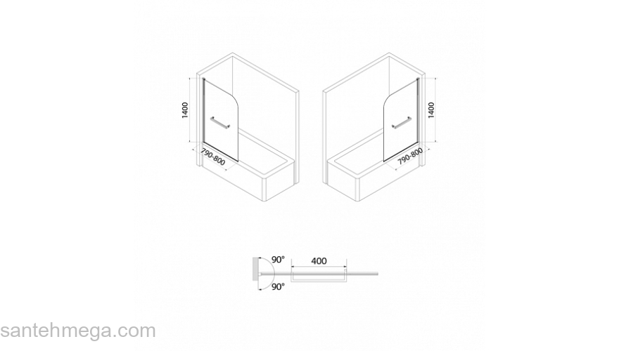 Шторка на ванну IDDIS Ray 80х140 RAY6CS8i90. Фото