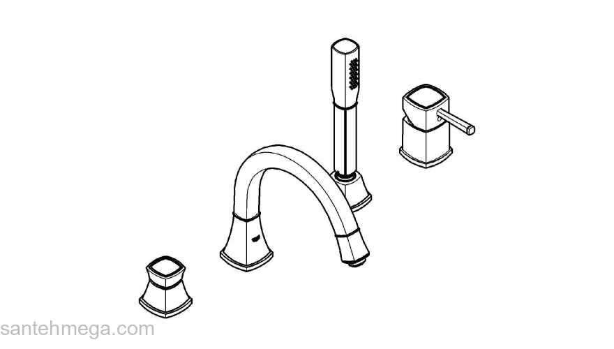 GROHE 19936AL0 Grandera Смеситель однорычажный для ванны на 4 отвесртия. Фото
