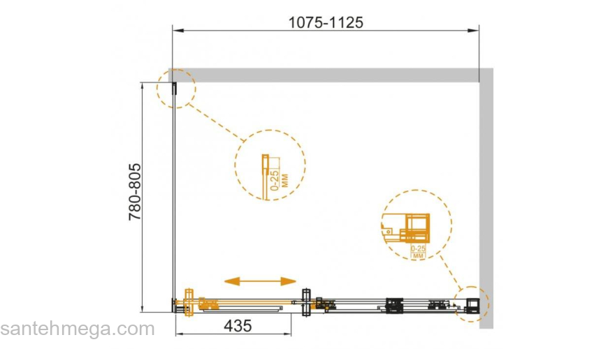 Душевой угол CEZARES Duet-Soft DUET SOFT-AH-1-110/80-C-Cr. Фото