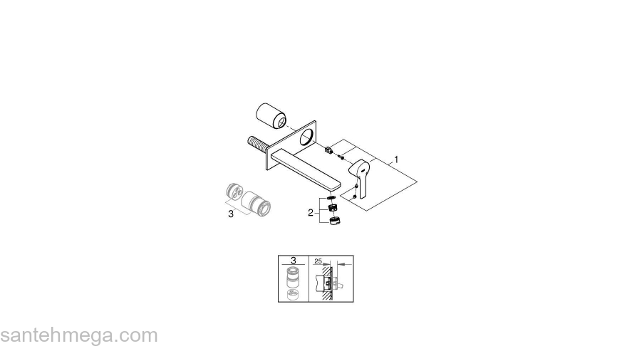 GROHE 23444001 Lineare New Смеситeль для раковины на 2 отверстия, вынос 210 мм, настенный монтаж. Фото