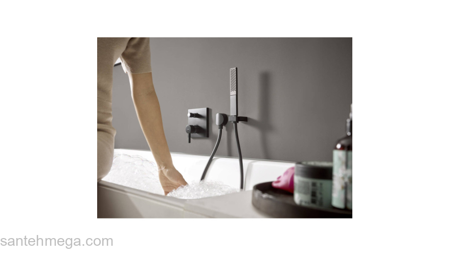 Finoris Смеситель для ванны, однорычажный, скрытого монтажа 76415670, матовый черный. Фото