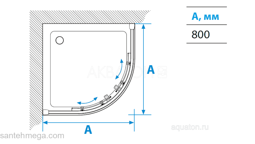 Душевое ограждение Акватон Ritsa в четверть круга 80х80х200 1AX005SSXX000. Фото
