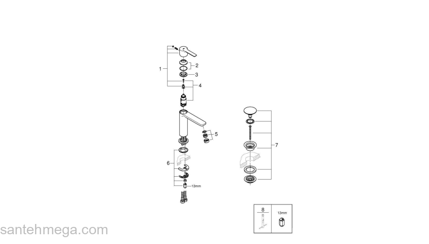 GROHE 23106DC1 Lineare New Смеситель однорычажный для раковины, гладкий корпус. Фото