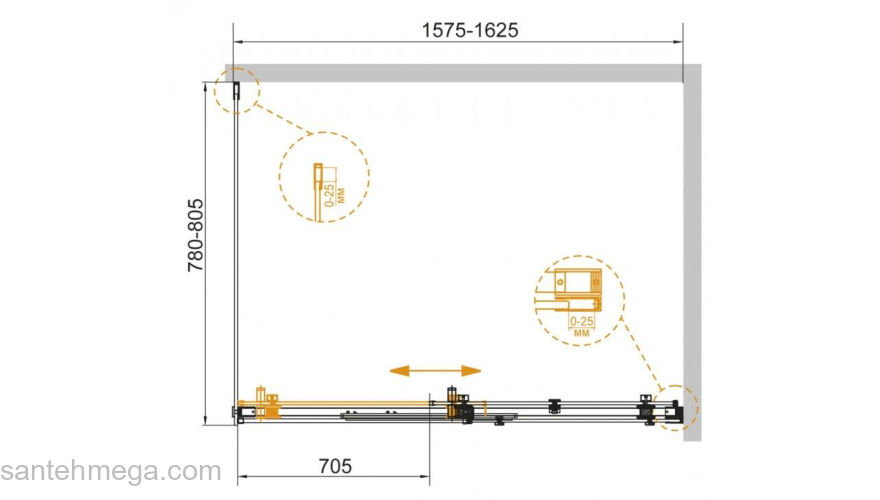 Душевой угол CEZARES Stylus-Soft STYLUS-SOFT-AH-1-160/80-C-Cr. Фото