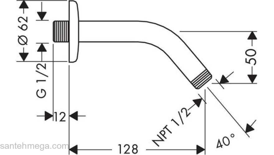 Держатель душа Hansgrohe 128мм G 1/2 27411000. Фото