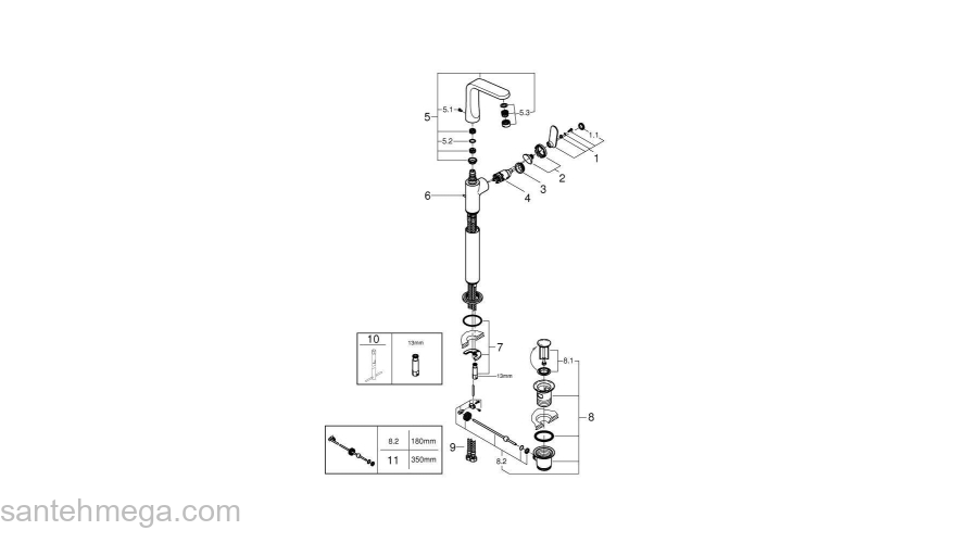 Смеситель для раковины GROHE Veris 32191000. Фото