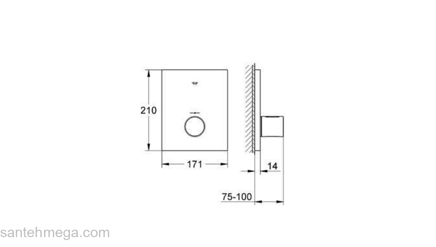 Смеситель термостатический для душа GROHE Grohtherm F 27619000 (внешняя часть). Фото