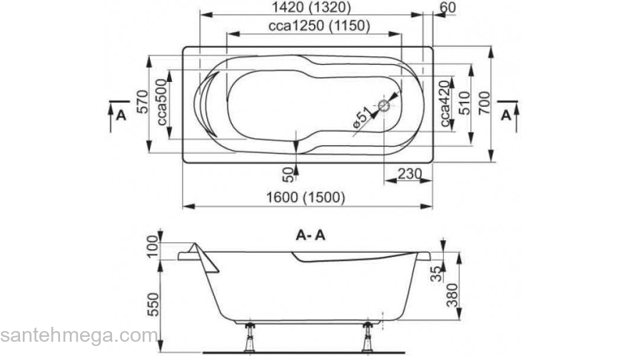 Ванна акриловая VAGNERPLAST Nymfa 150 VPBA157NYM2E-01. Фото