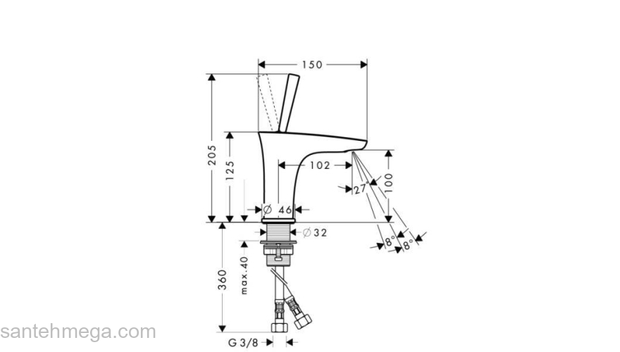 Смеситель для маленькой раковины HANSGROHE PuraVida 15075000. Фото