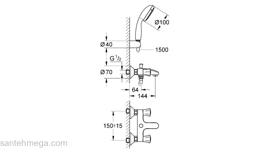 GROHE 2546010A Costa L Смеситель для ванны с душевым гарнитуром. Фото