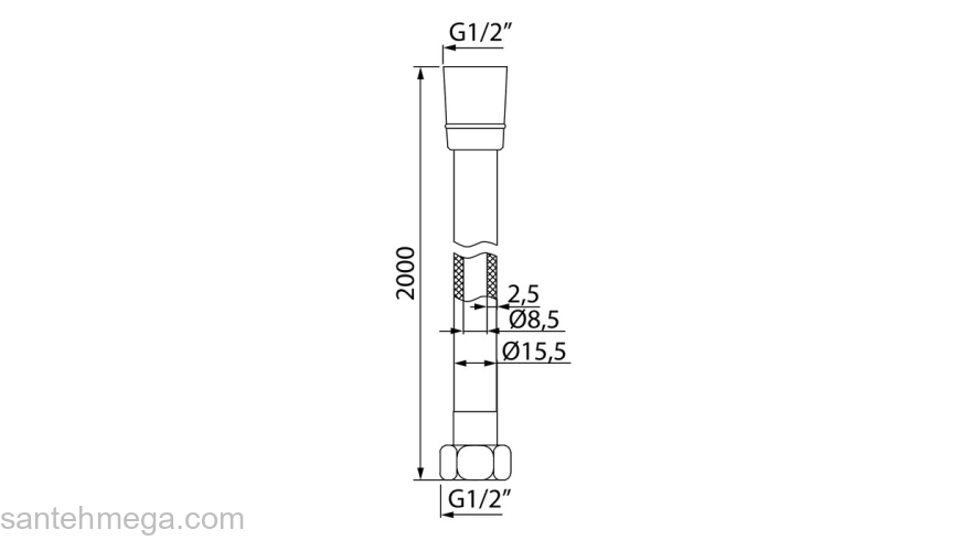 A5071120 Шланг д/душа ПВХ усилен. 2.0м. Фото