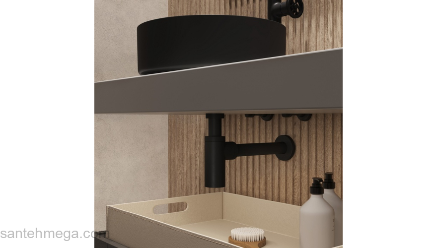 Бутылочный сифон для умывальника черный матовый Optima Home IDDIS OPTBL00i84. Фото