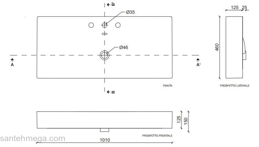 Раковина TECLA Touch 101х46 TC06011. Фото