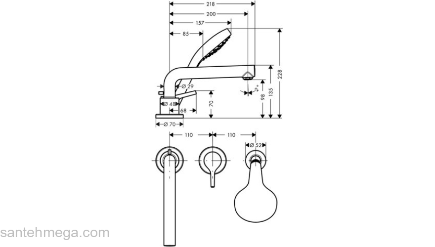 Смеситель для ванны Hansgrohe Talis S 72417000. Фото