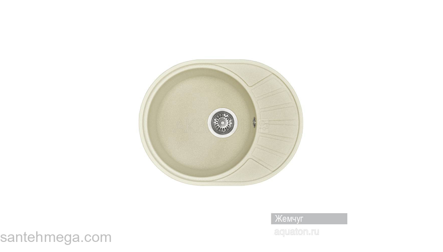 Мойка для кухни Акватон Чезана круглая с крылом жемчуг 1A711232CS240. Фото