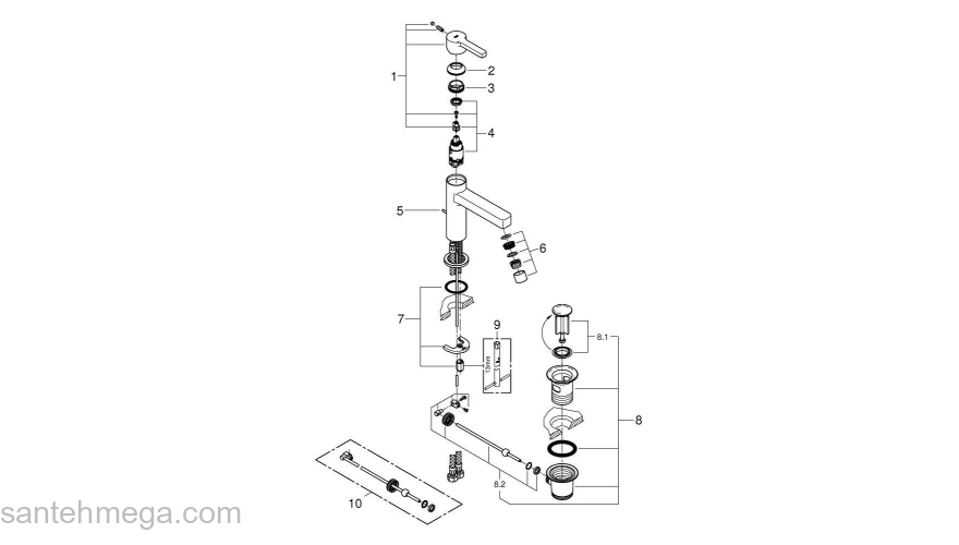 Смеситель для раковины GROHE Lineare 23443000. Фото