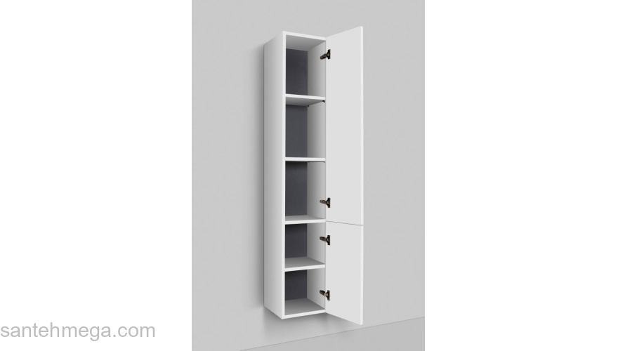 Шкаф-пенал подвесной 30 см, правый, белый глянец AM.PM Gem M90CHR0306WG. Фото