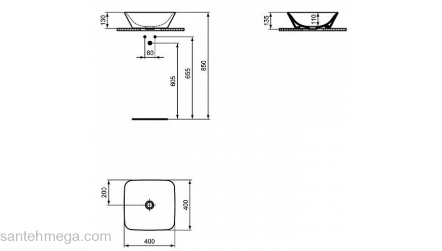 Раковина-чаша IDEAL STANDARD Connect Air 40х40 E034701. Фото