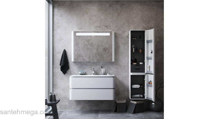 Шкаф-пенал подвесной 40 см, правый, белый глянец AM.PM Sensation M30CHR0406WG. Фото