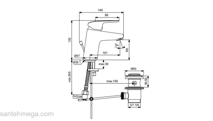 Смеситель для раковины IDEAL STANDARD Ceraflex B1707AA. Фото