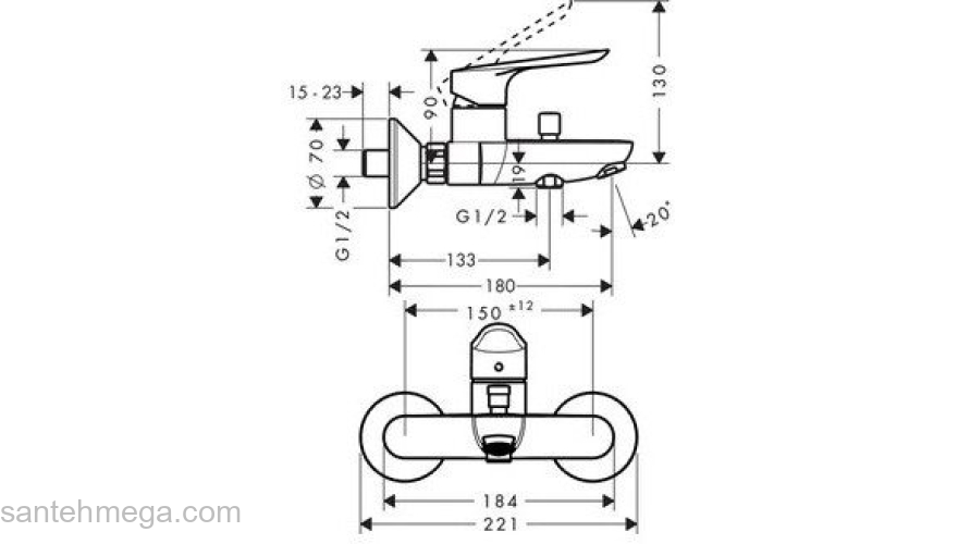 Смеситель для ванны Hansgrohe Logis E 71403000. Фото