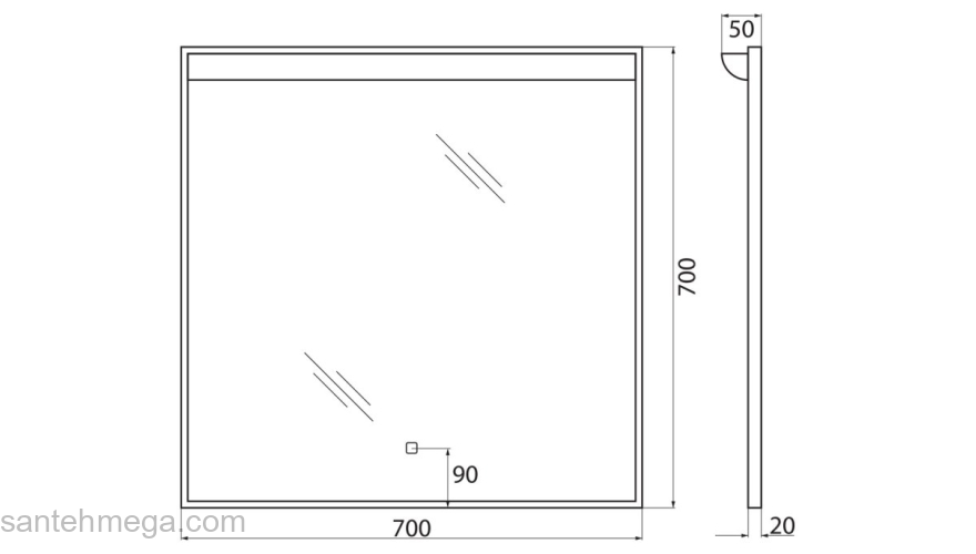 Зеркало с подсветкой BELBAGNO SPC-UNO-700-700-TCH. Фото