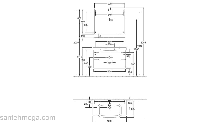 Тумба под раковину Villeroy&Boch SENTIQUE A853 00DH. Фото