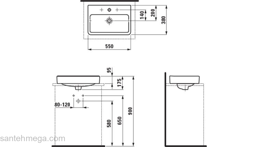 Раковина накладная LAUFEN Pro S 55x38 8.1295.2.000.104.1. Фото