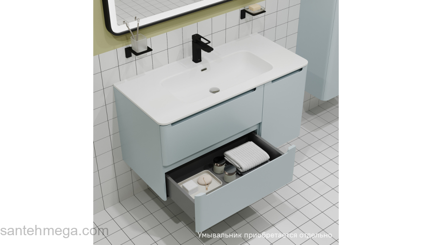 Тумба подвесная 100 см голубой Edifice IDDIS EDI10B0i95  подходит умыв. 0101000i28. Фото