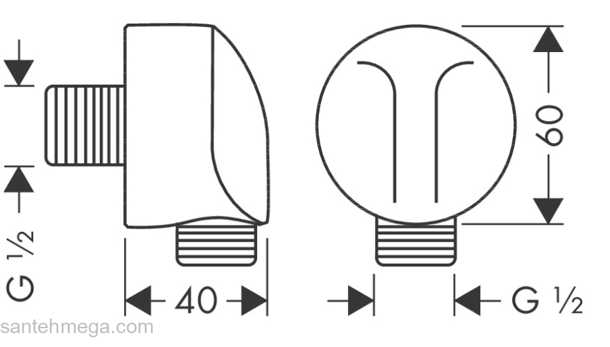 Шланговое подсоединение без клапана обратного тока E Hansgrohe FixFit 27454340, черный хром. Фото